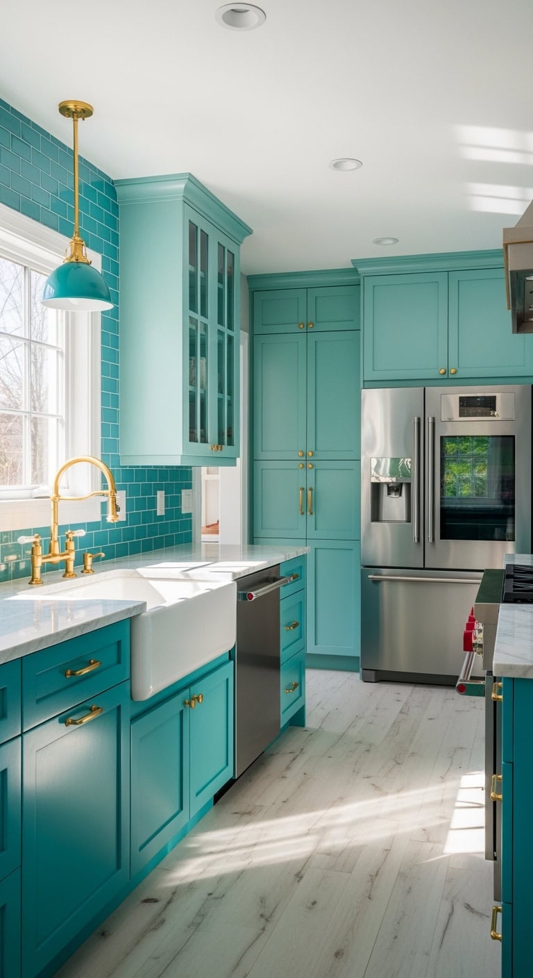 vibrant turquoise kitchen inspiration