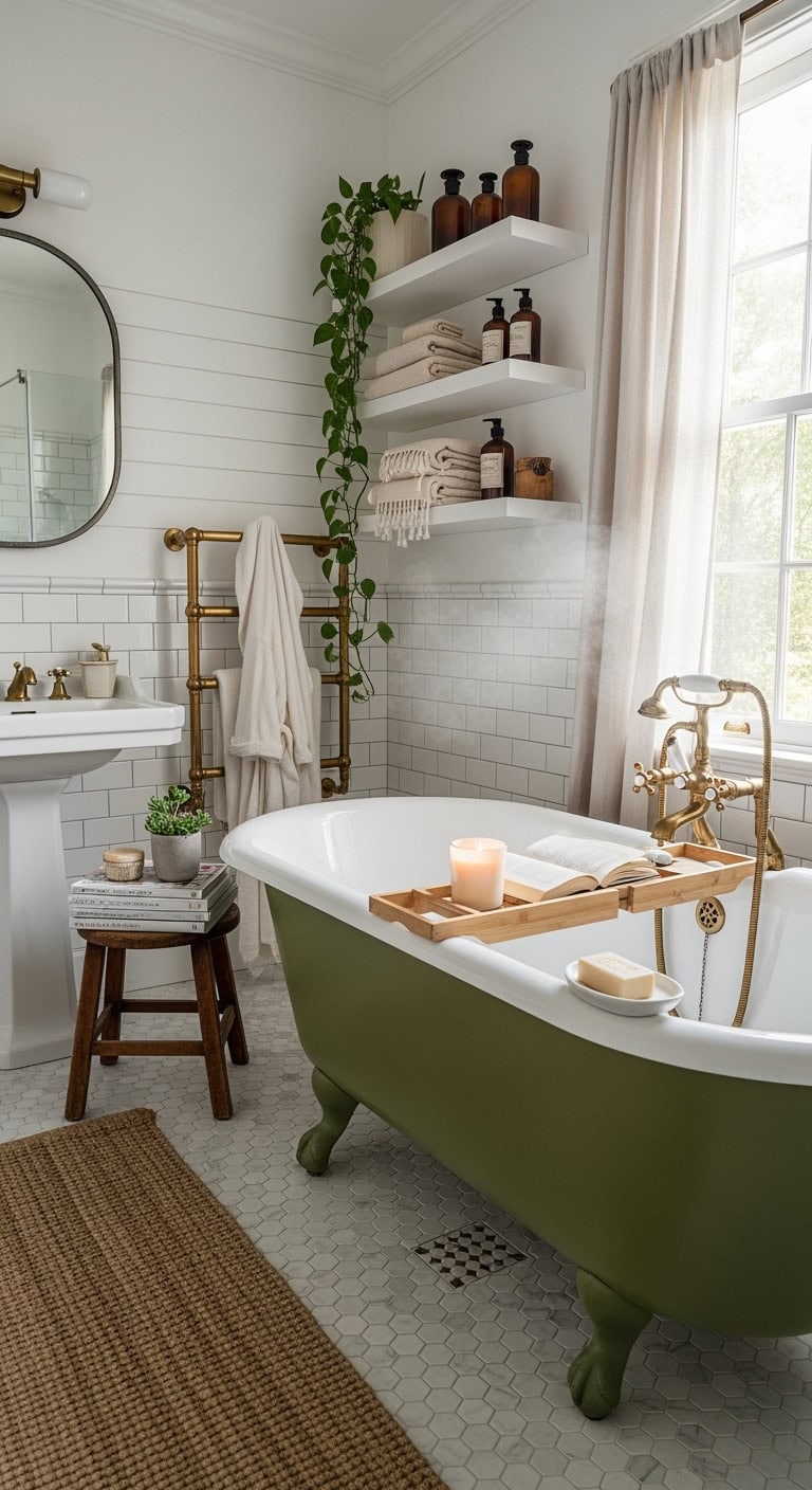 vintage chic spa like bathroom retreat