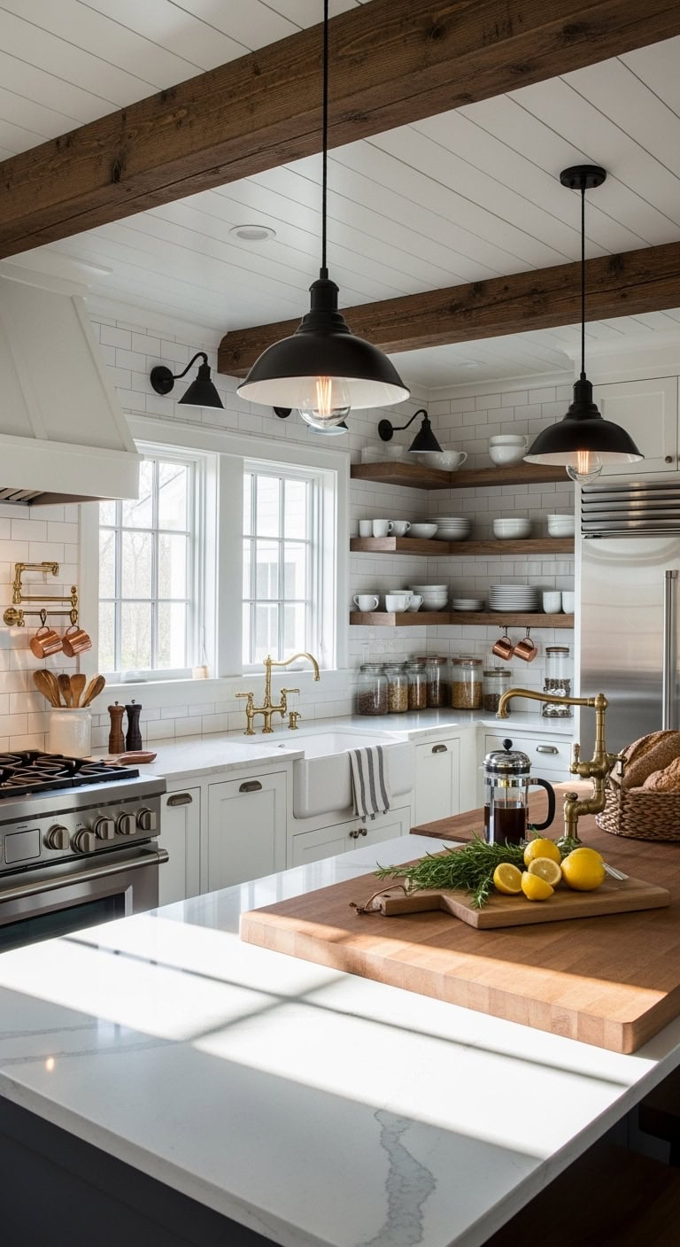 warm rustic architectural wood beam decor
