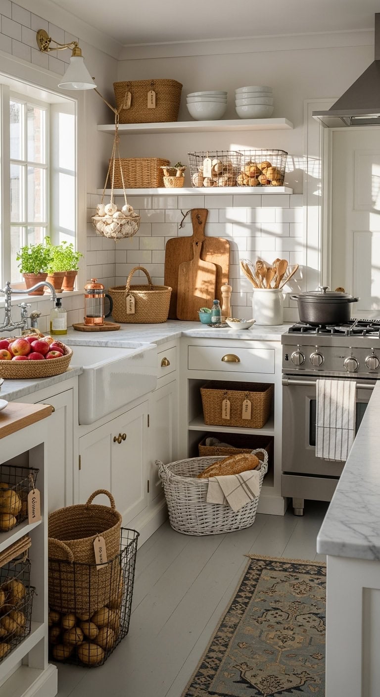 woven baskets for produce storage