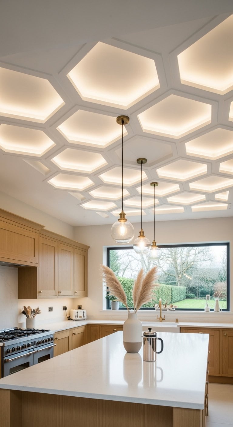 architectural geometric overhead ambient lighting