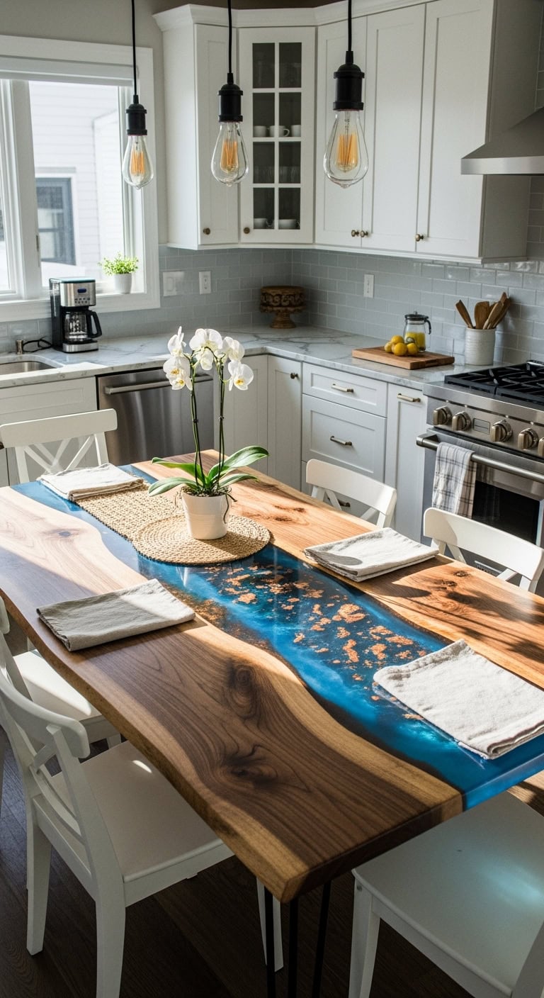 artsy coastal glamorous minimalist resin art table