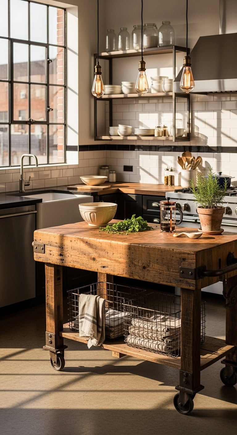 authentic industrial kitchen island essence