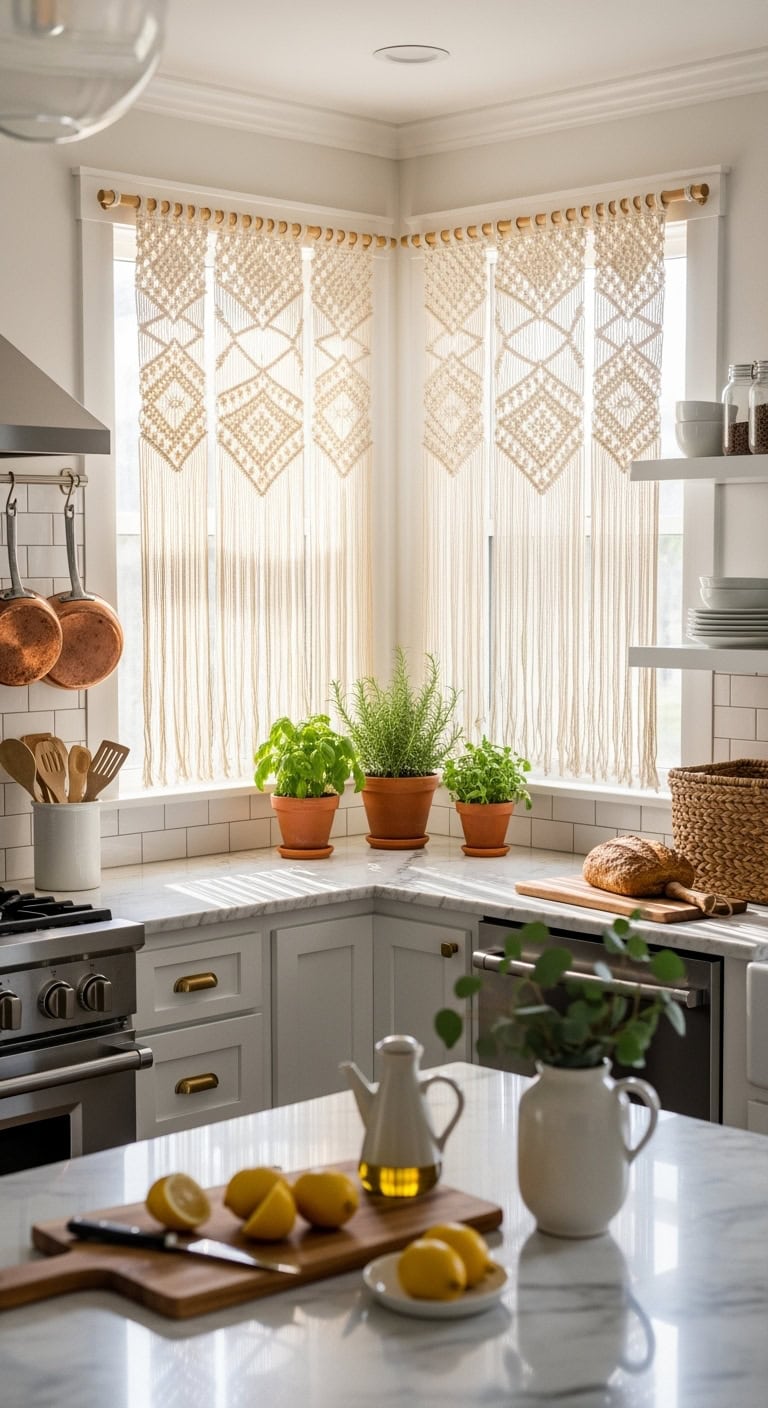 bohemian macram window treatments cascade