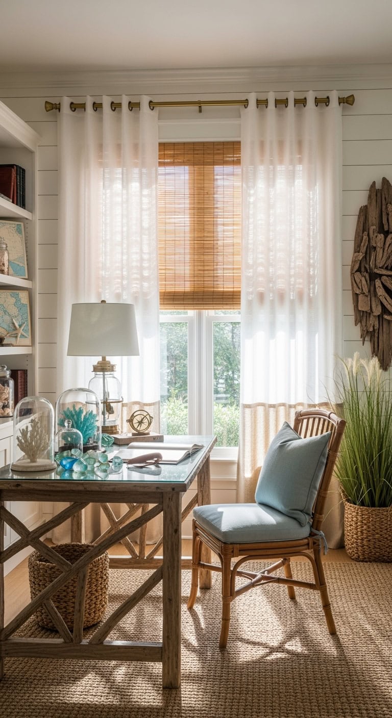 breezy nautical curtains for coastal office