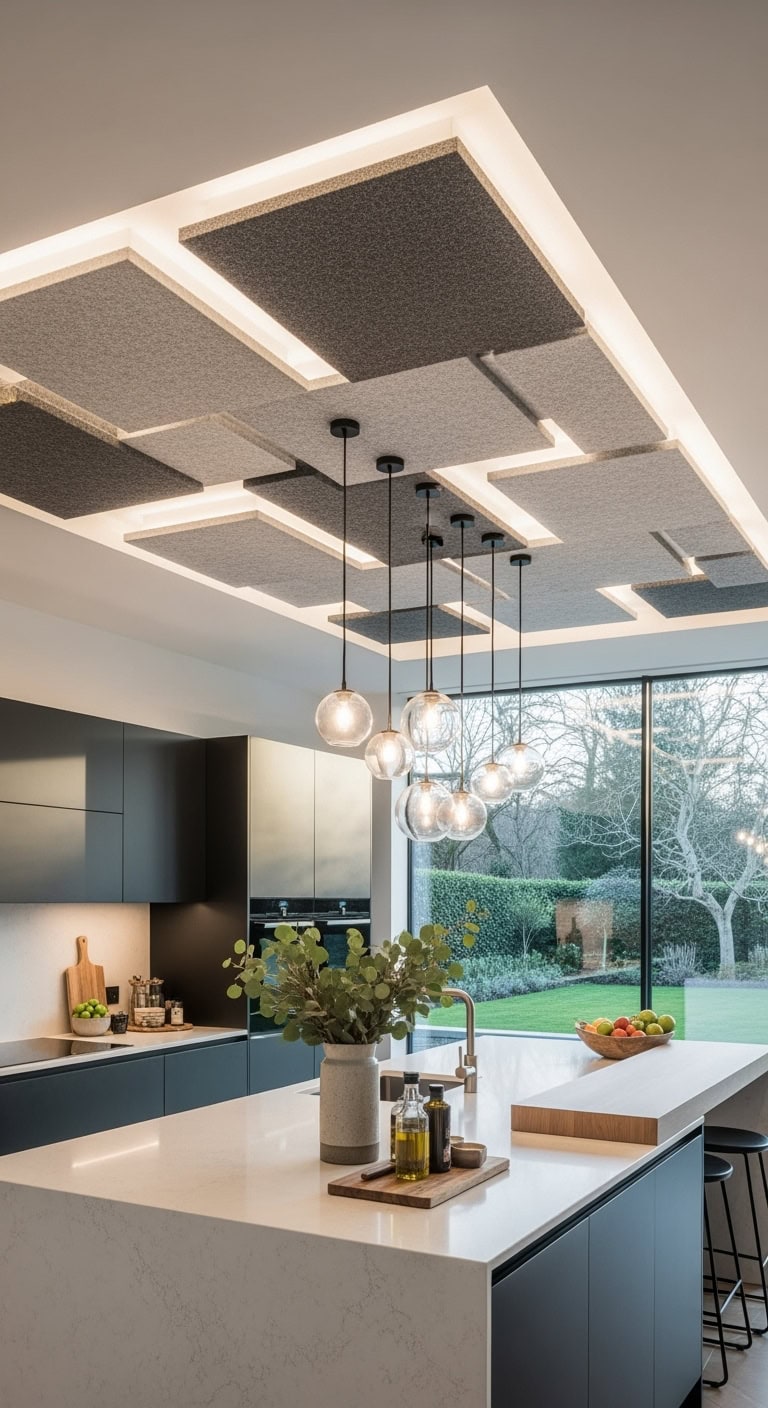 chic texturized acoustic ceiling panels