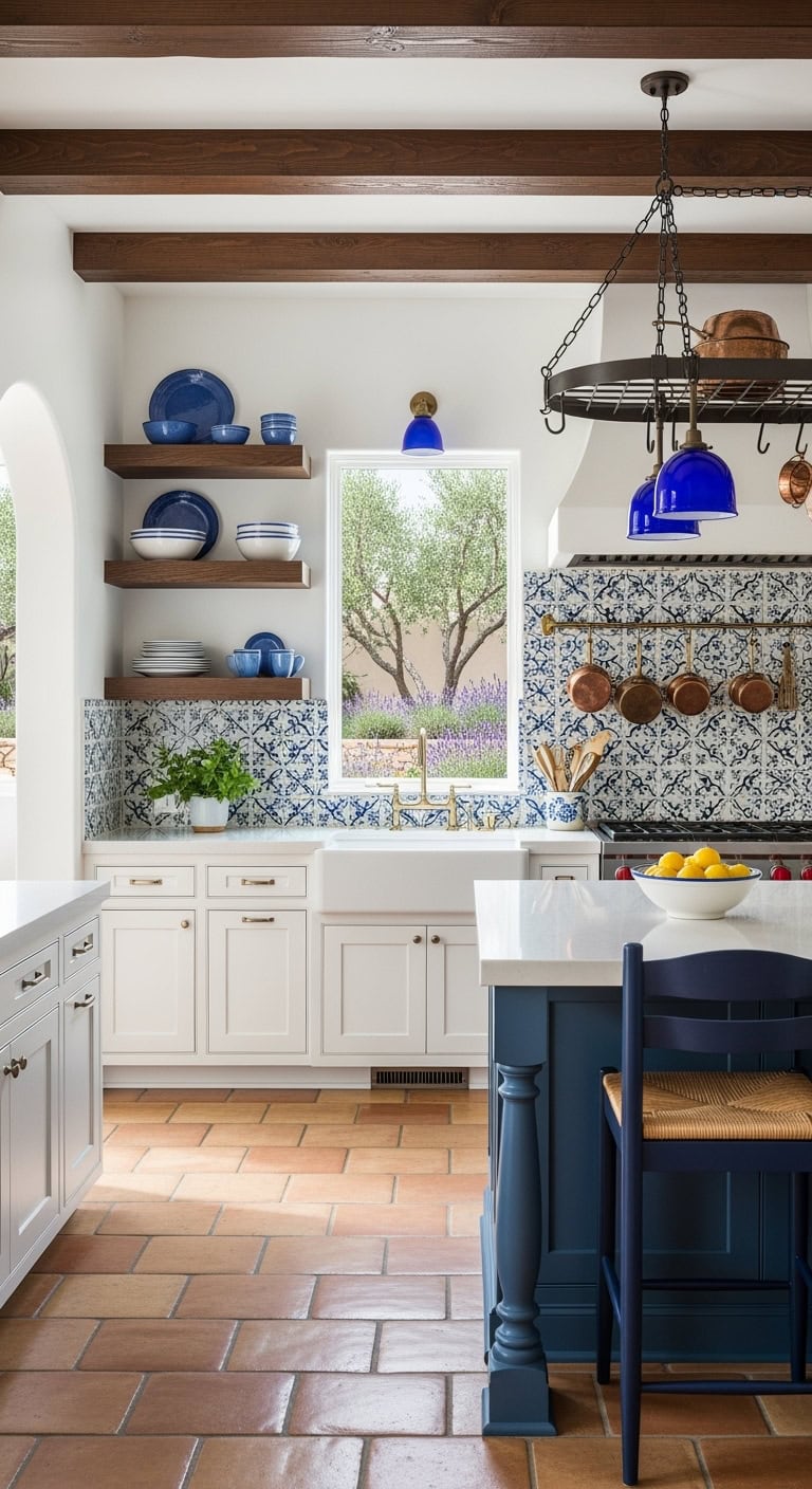 coastal spanish villa inspired mediterranean blue accents