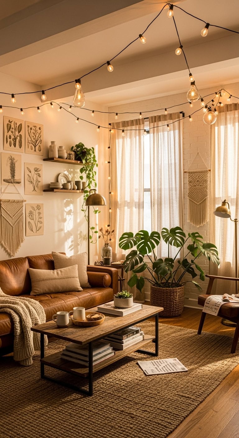 cozy ambient lighting with string lights