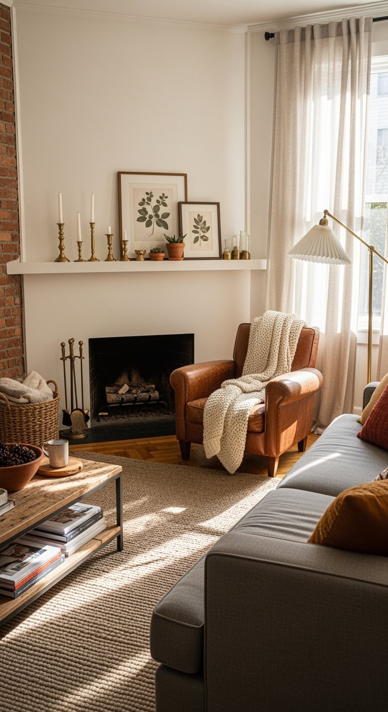 cozy intimate fireplace focal point