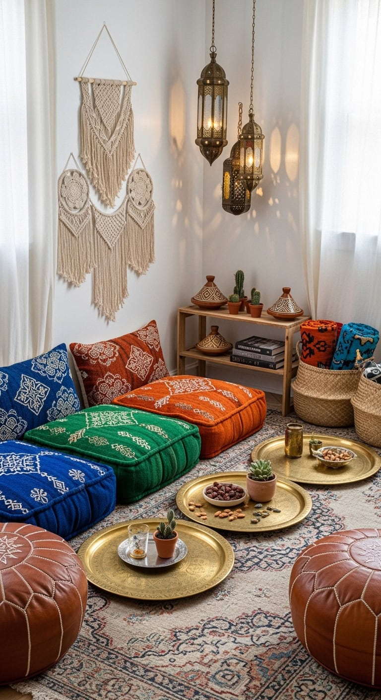 cozy moroccan cushion lounge retreat
