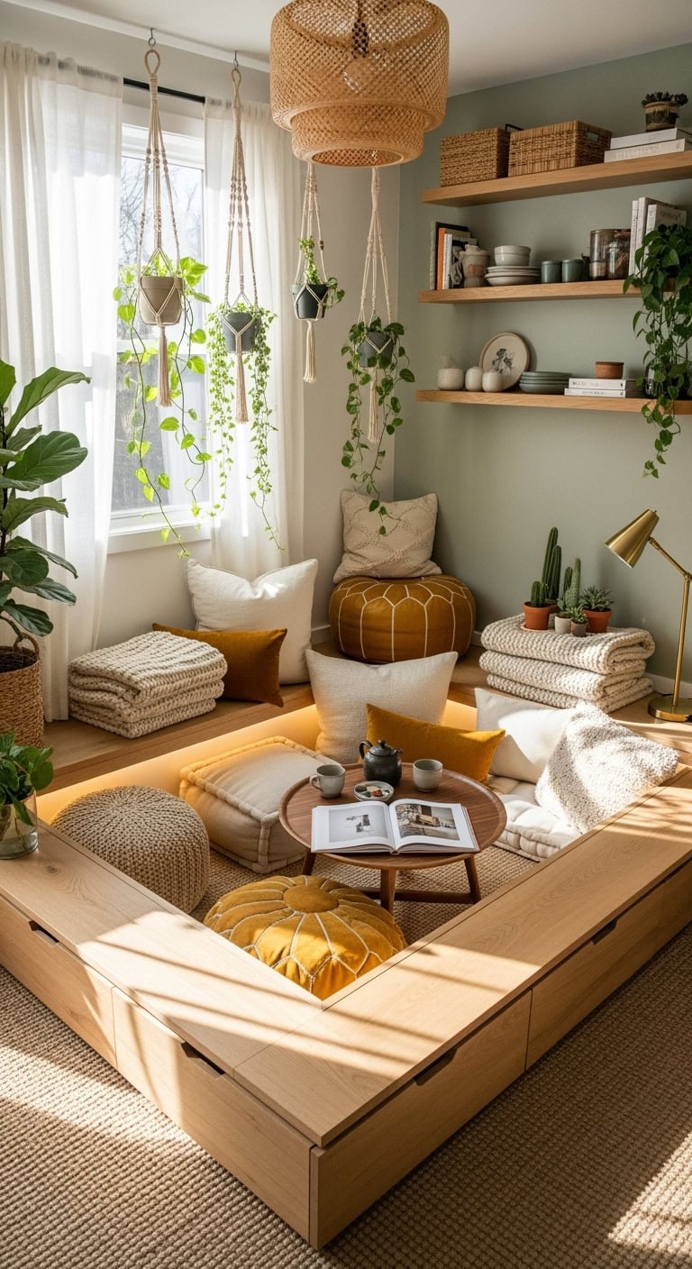 cozy sunken seating pit design