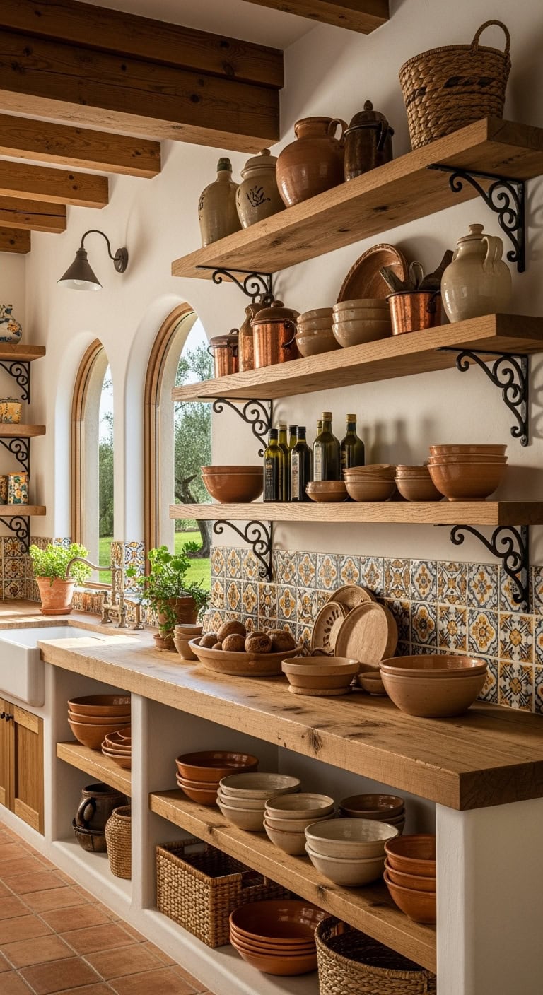 curated cozy spanish kitchen display