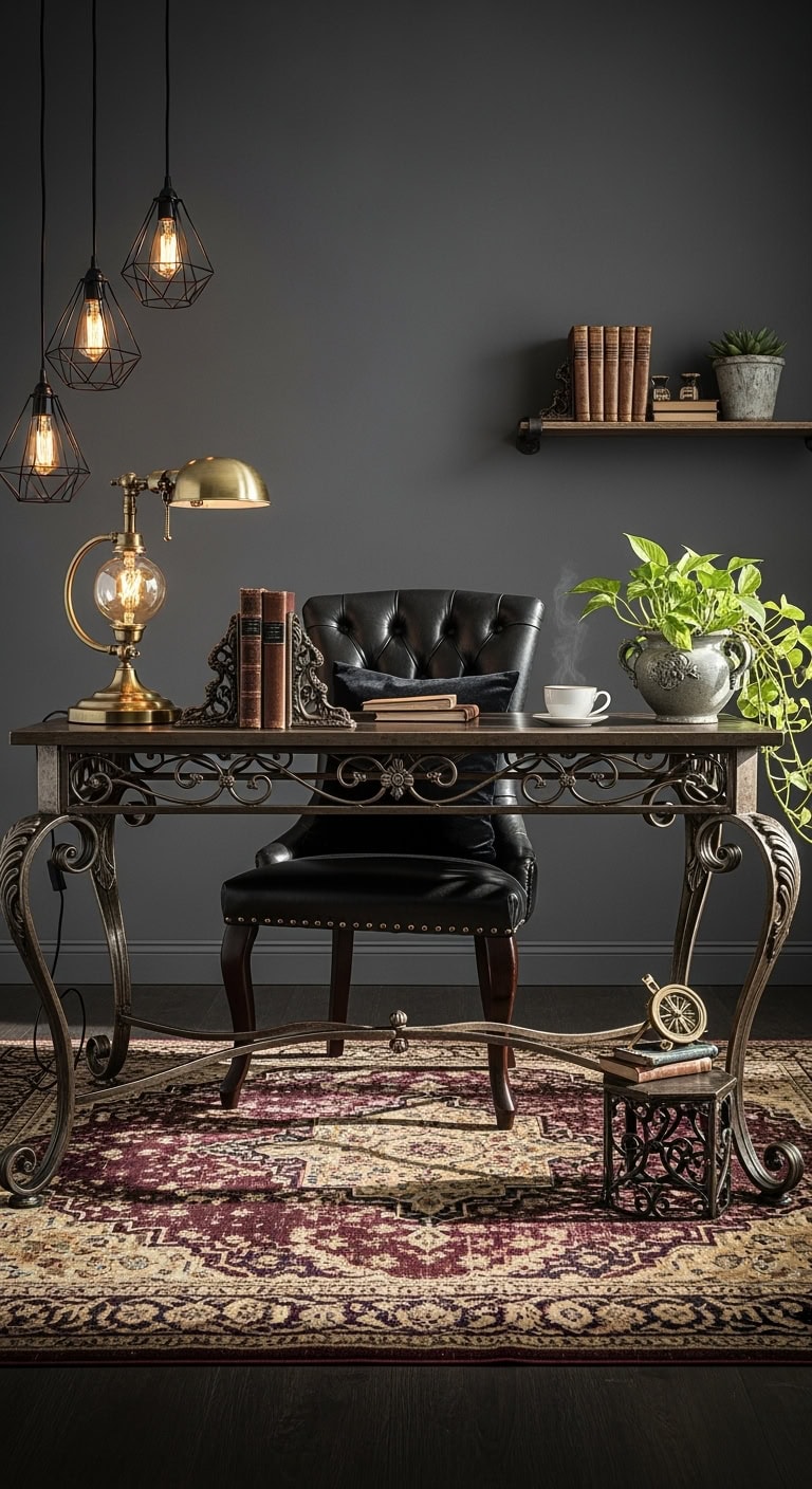 dark moody elegant workspace