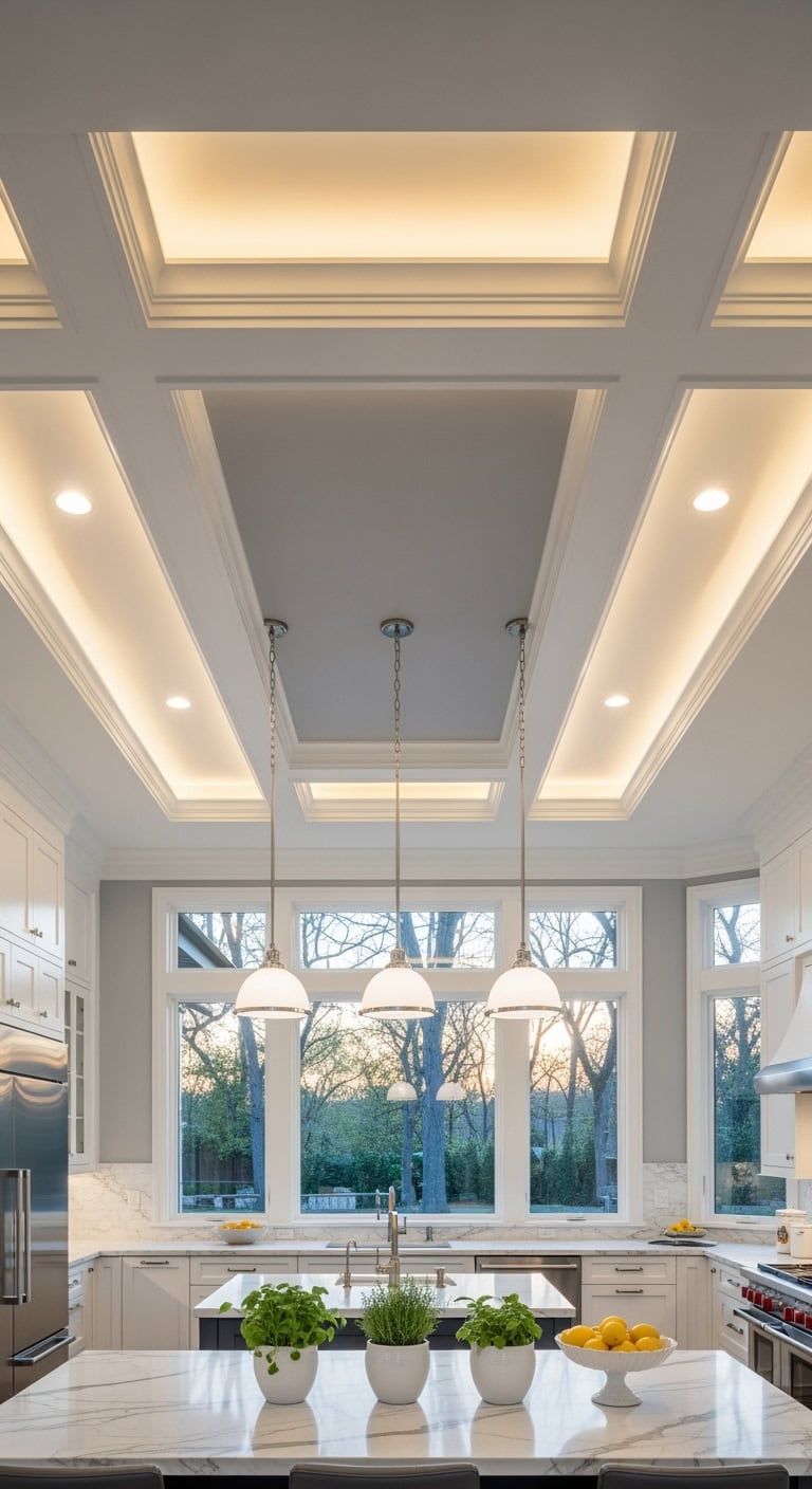 dramatic layered lighting transforms kitchen