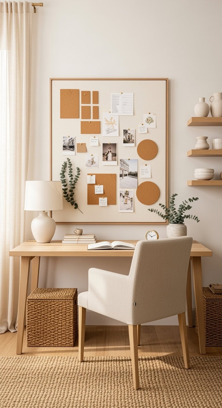 dreamy curated layered balanced workspace