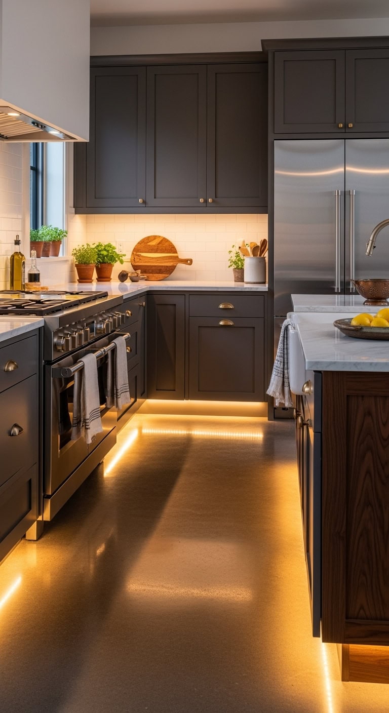 dreamy luxurious ambient functional toe kick lighting