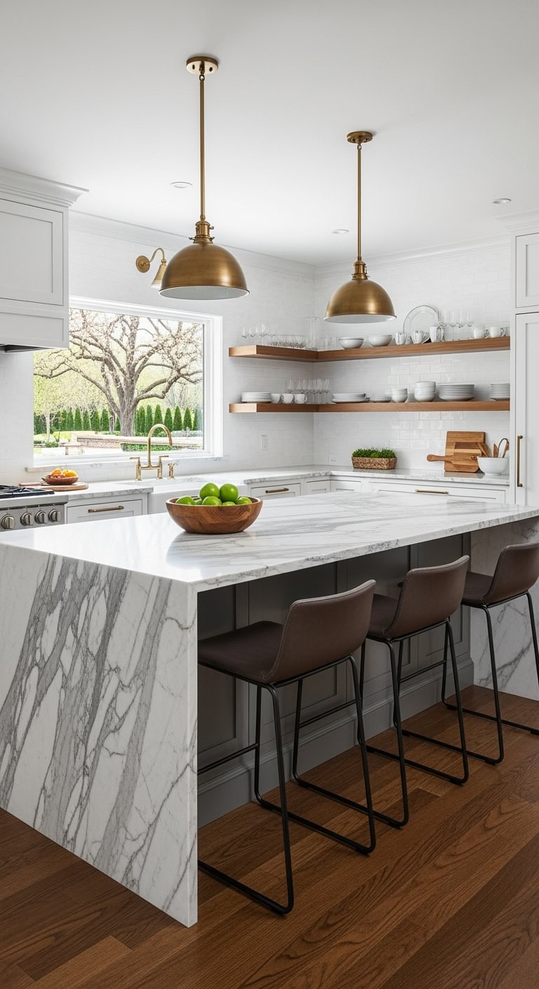 elegant marble kitchen island centerpiece