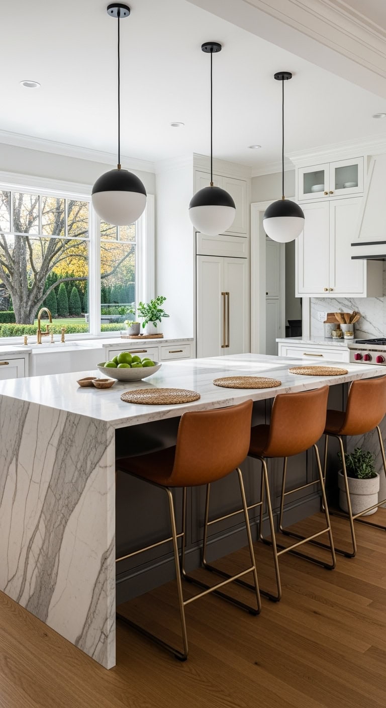 elegant marble leather and gold bar