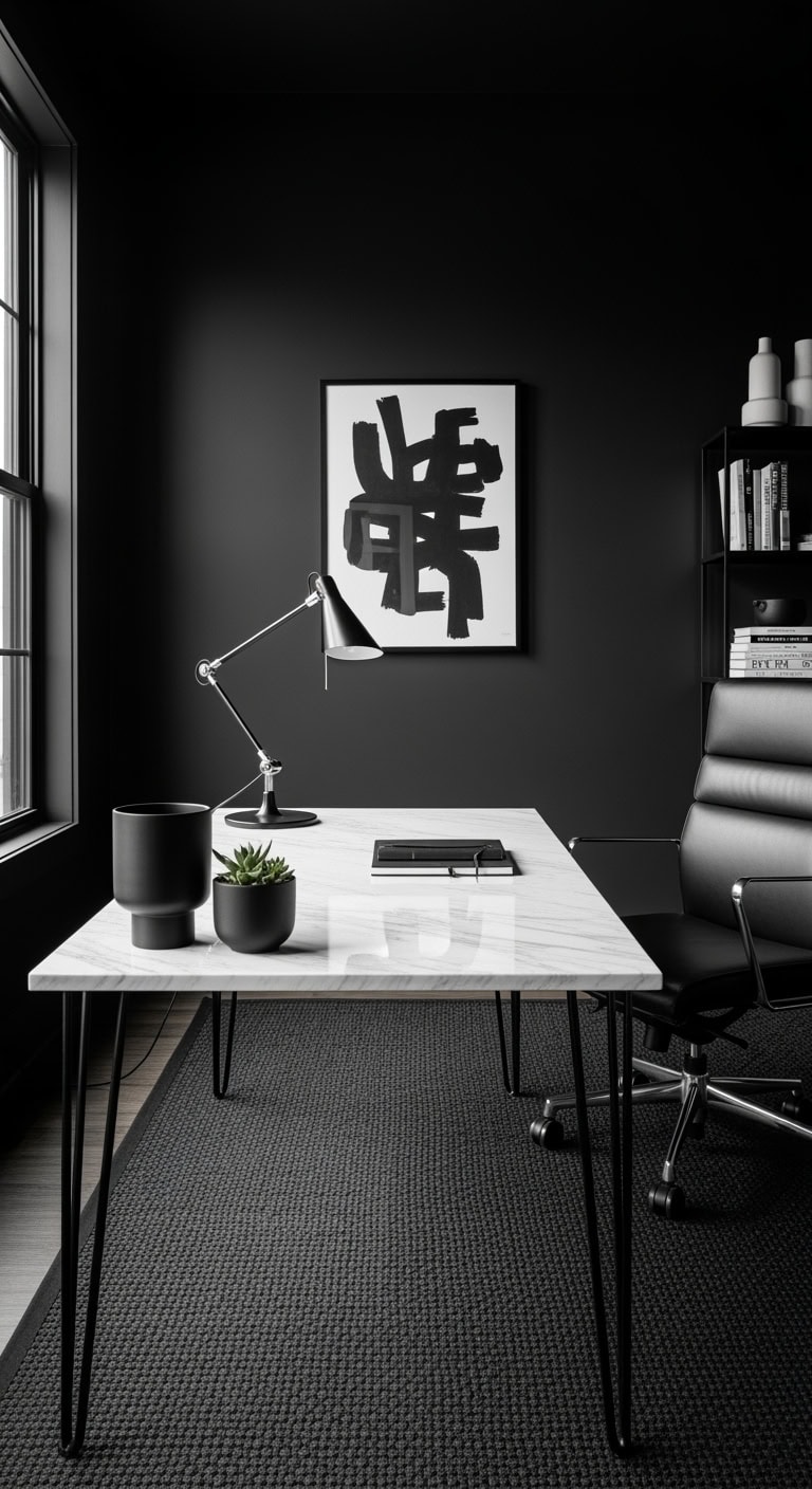 elegant minimalist sophisticated marble workspace