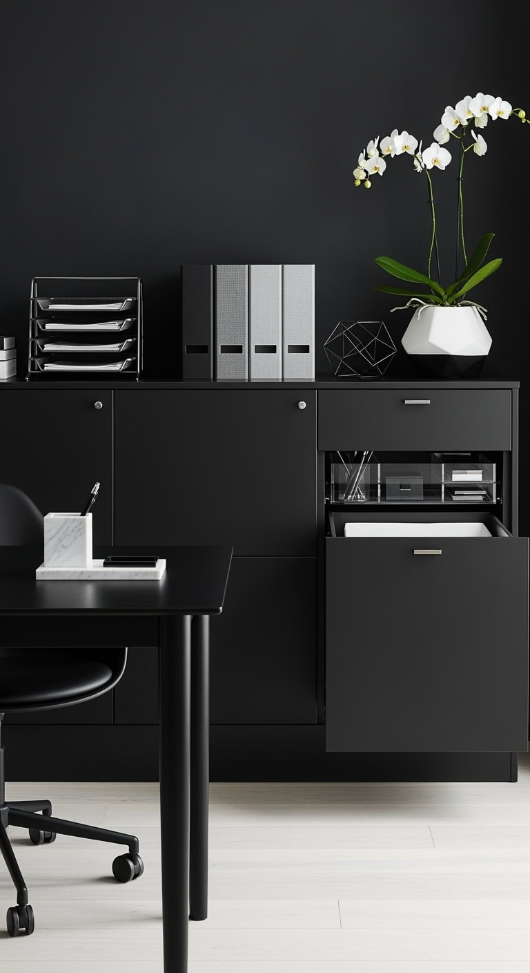 elegant monochromatic filing system solution