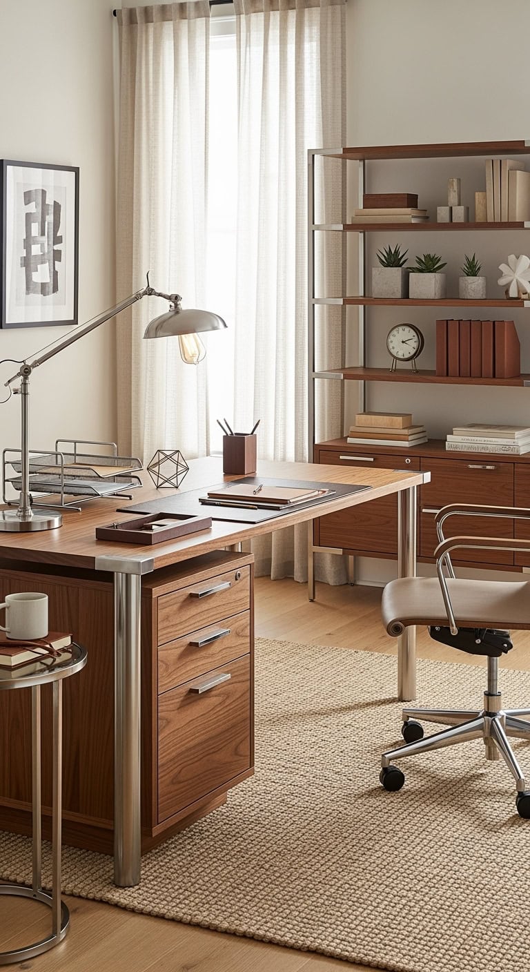 elegant wood chrome office decor harmony
