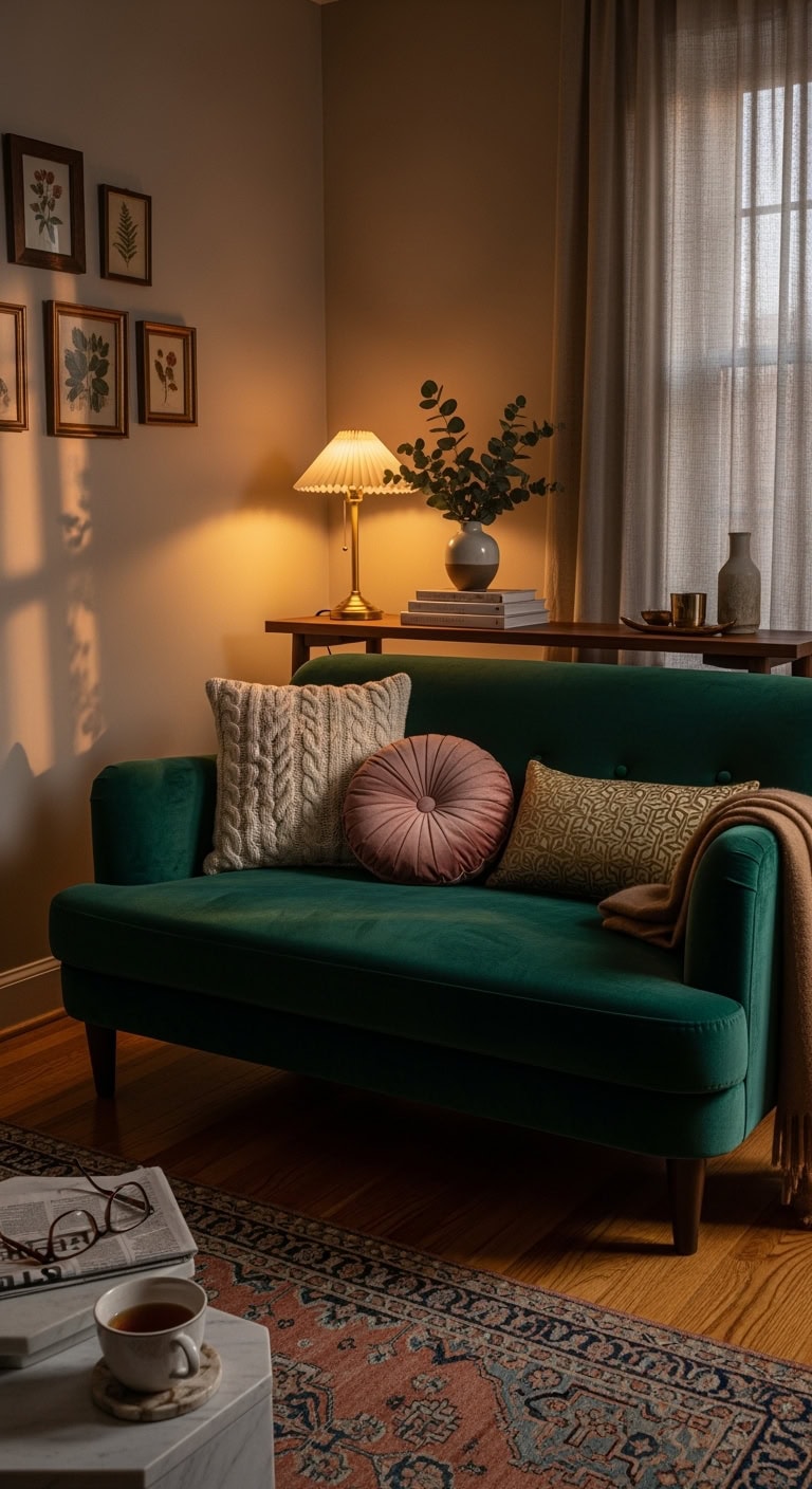 elevated luxurious and low maintenance velvet sofa