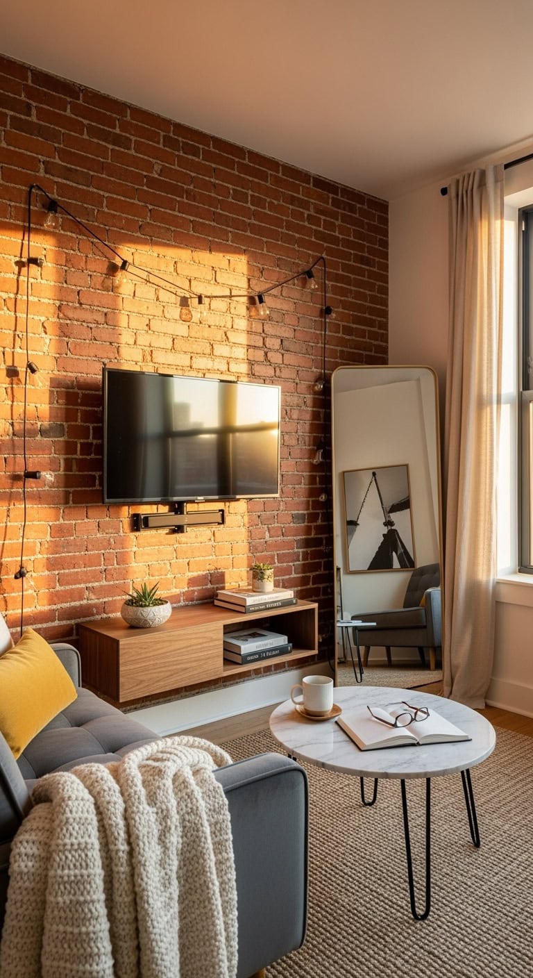 exposed brick accent wall highlight