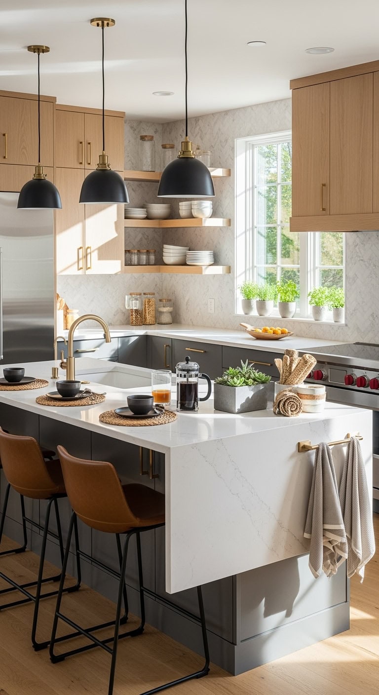 floating breakfast bar elevates kitchen design