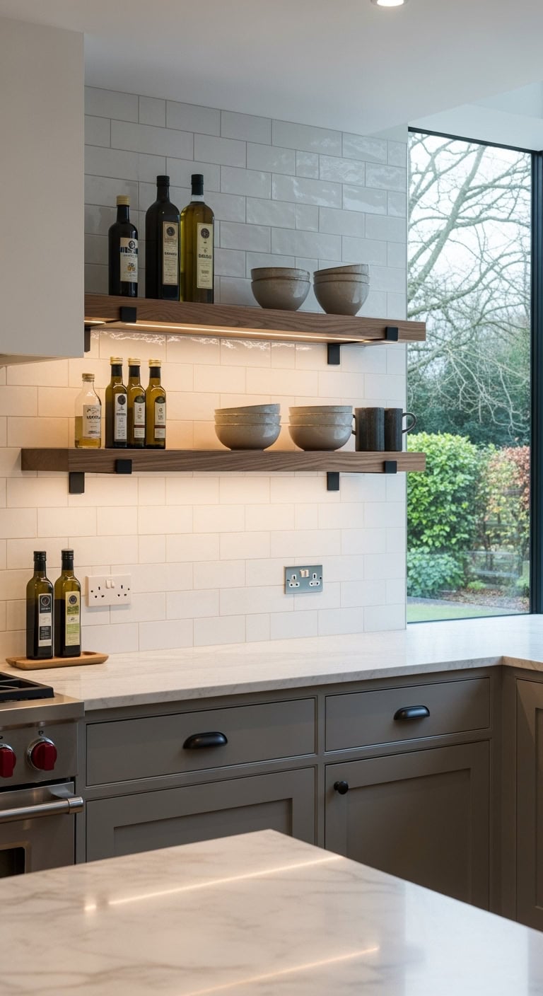floating shelves elevate backsplash design