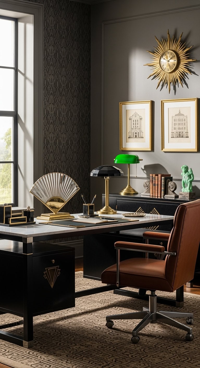 glamorous geometric metallic art deco