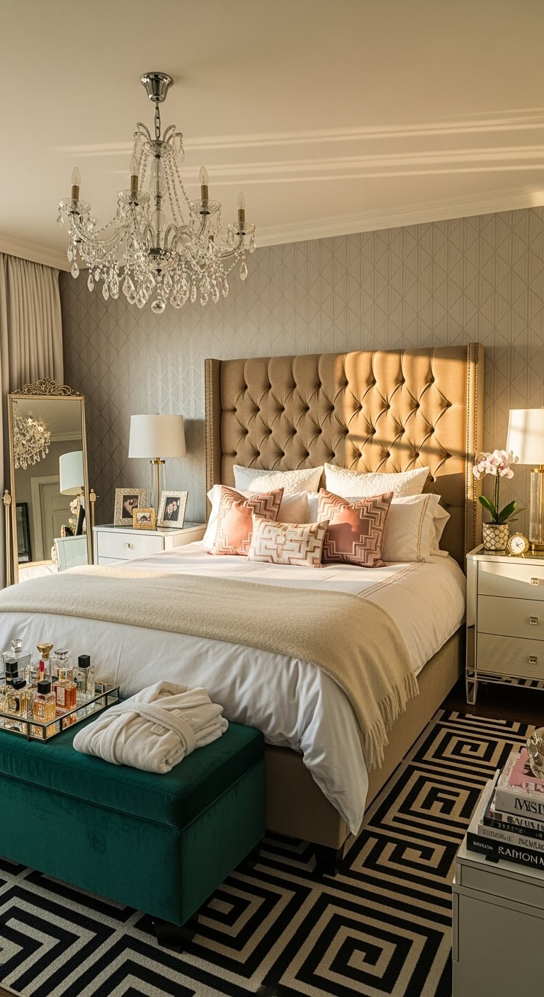 glamorous luminous hollywood inspired bedroom retreat