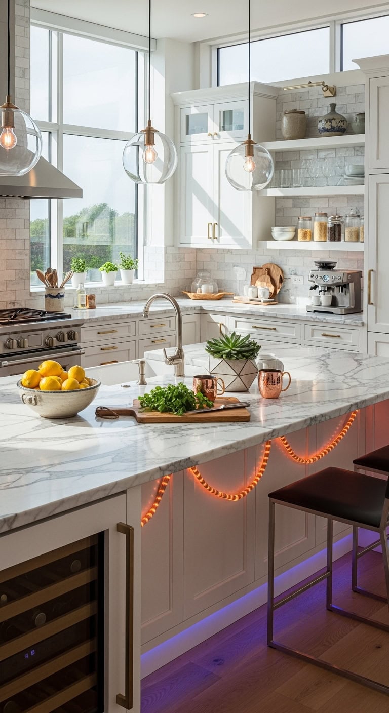 glowing color shifting ambient kitchen lighting