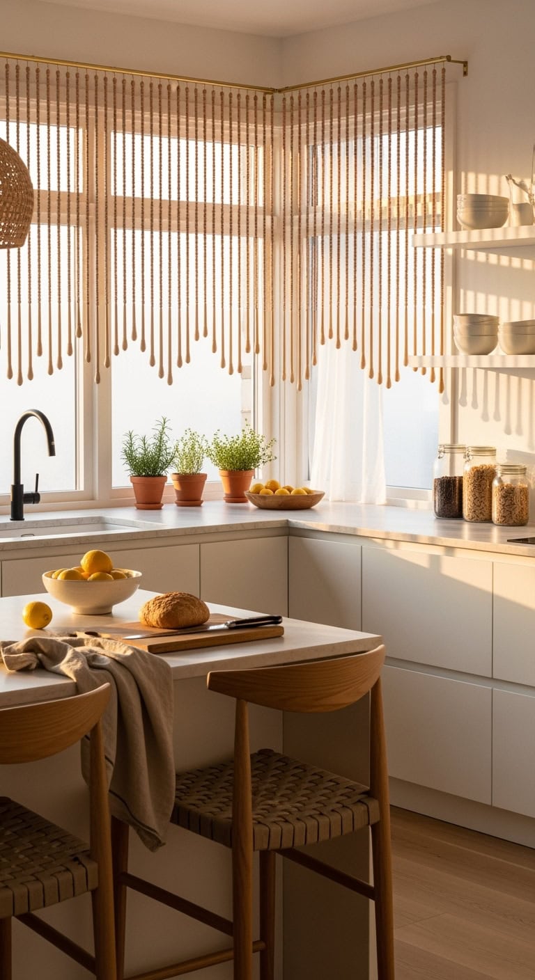 hygge inspired scandinavian wood bead curtains