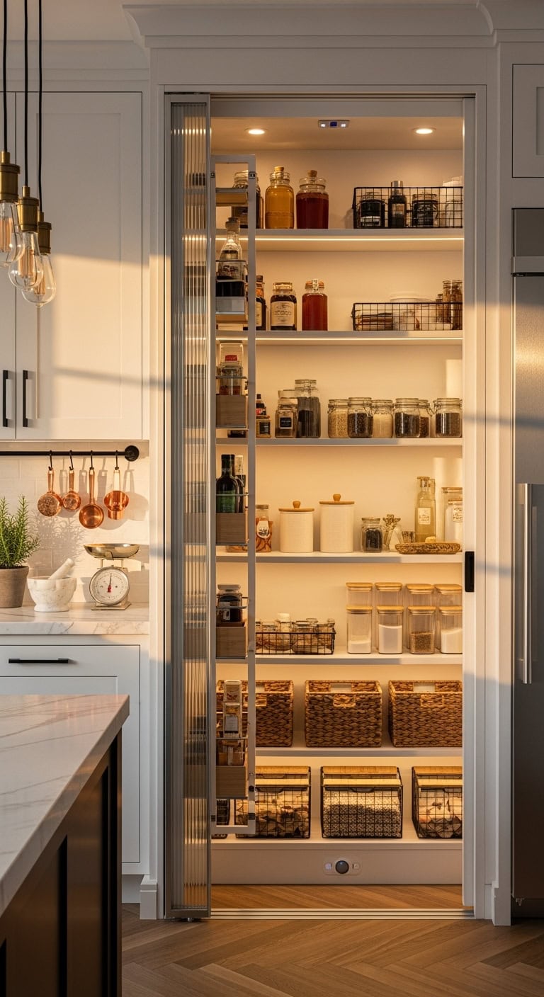 illuminated sensor activated hands free energy efficient pantry