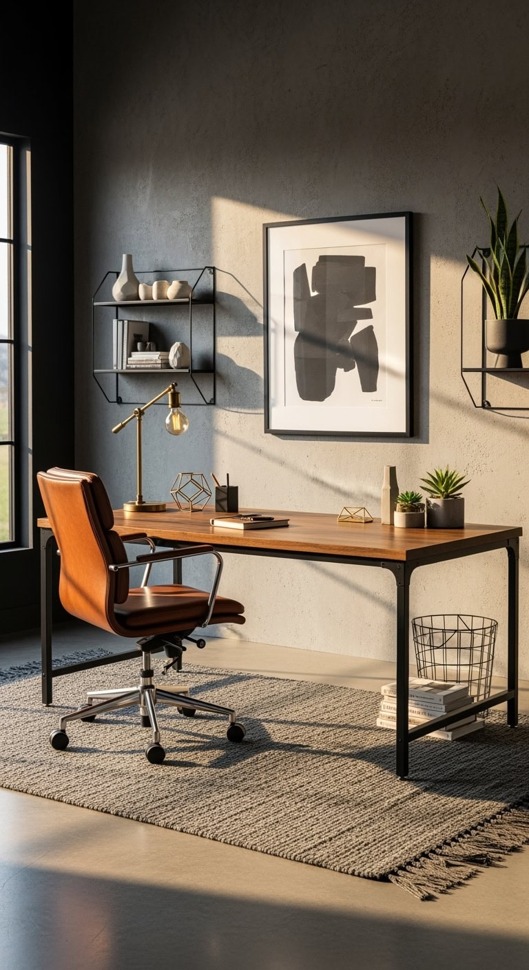 industrial chic concrete workspace