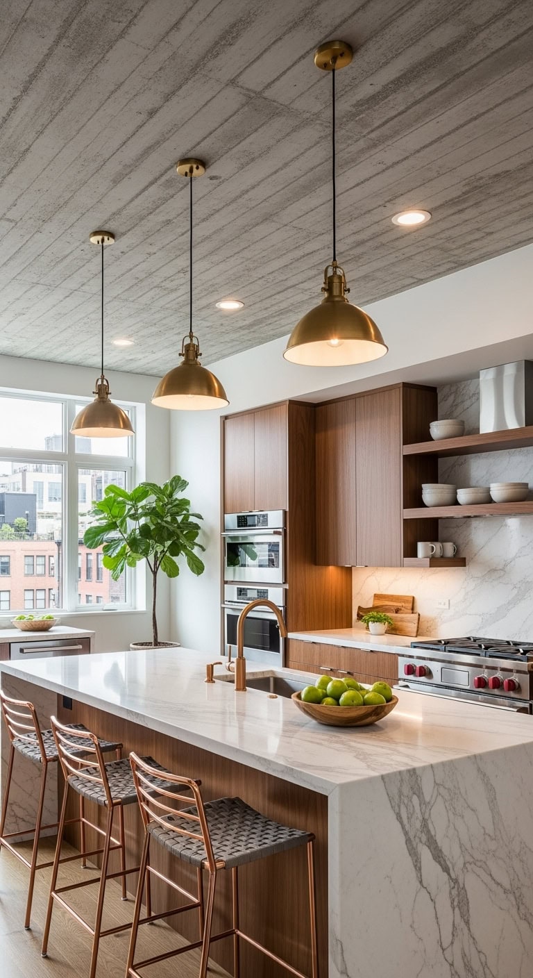 industrial chic textured concrete ceiling