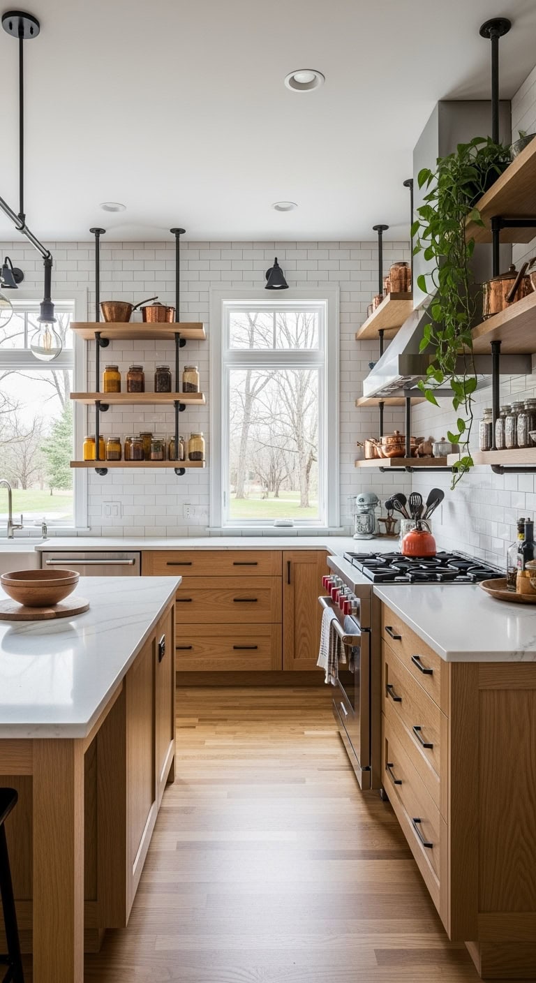 industrial rustic oak shelving