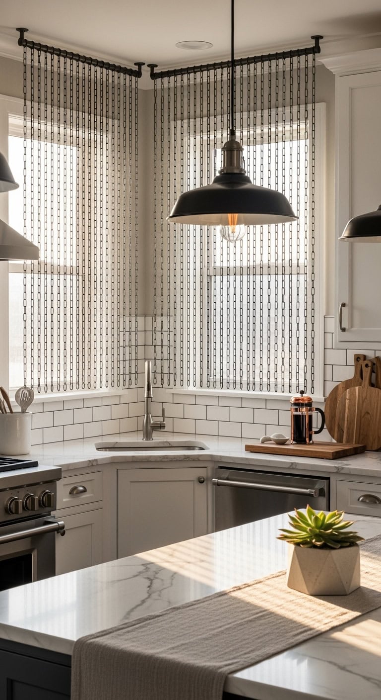 layered industrial chain window screens