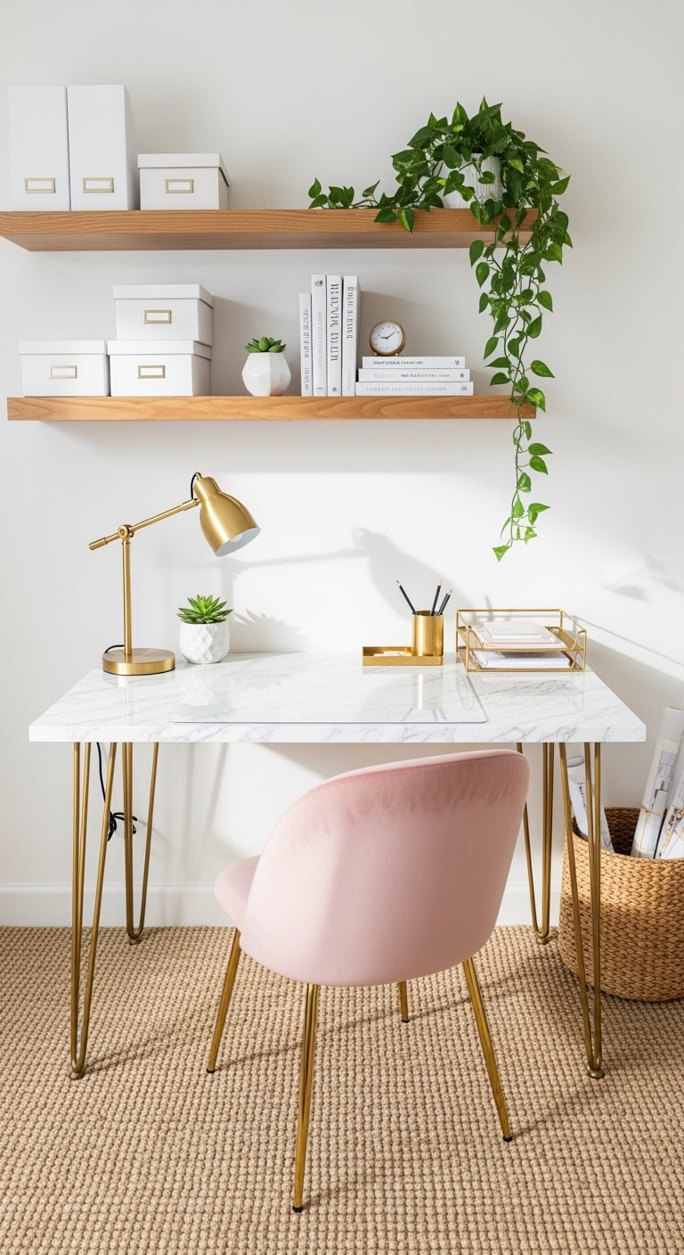 luxe marble desk transformation affordable