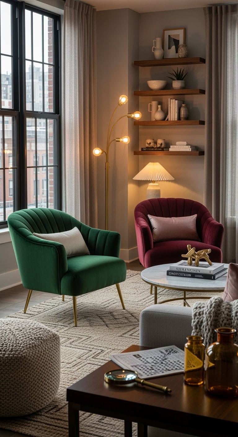 luxurious emerald green accent chairs