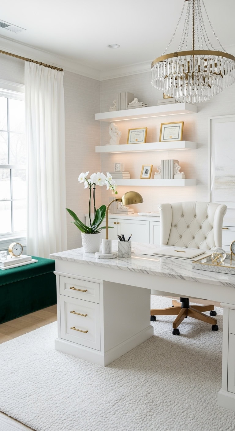luxurious marble white productivity oasis