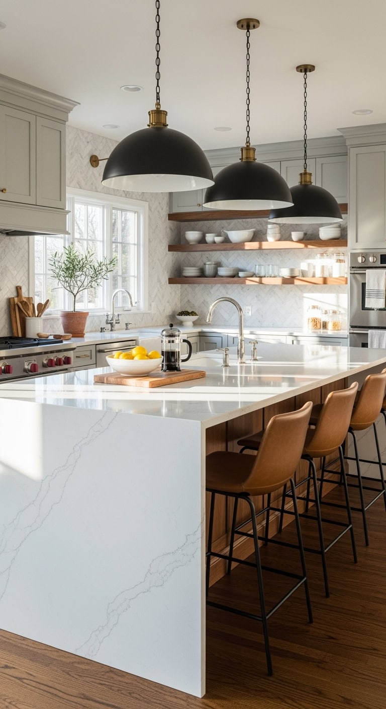 majestic kitchen island anchors the space