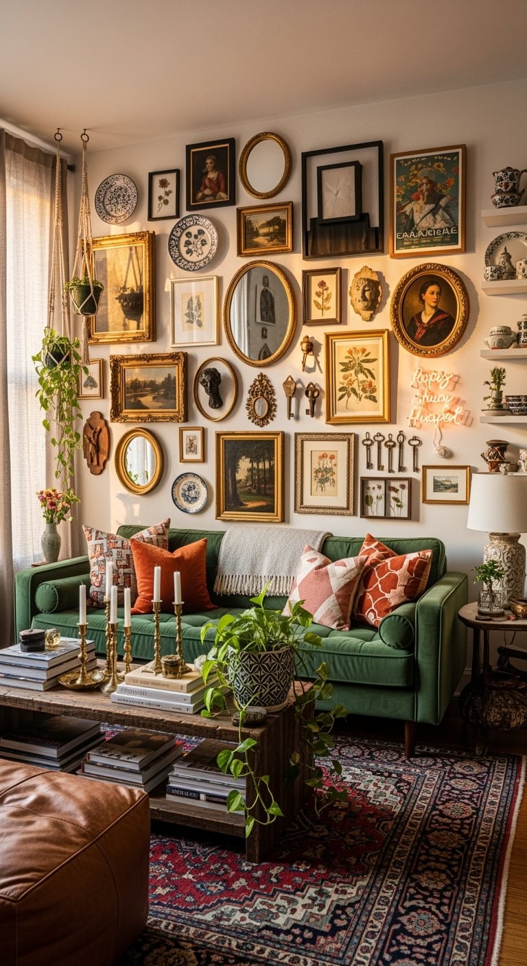 maximalist eclectic personal dynamic gallery wall