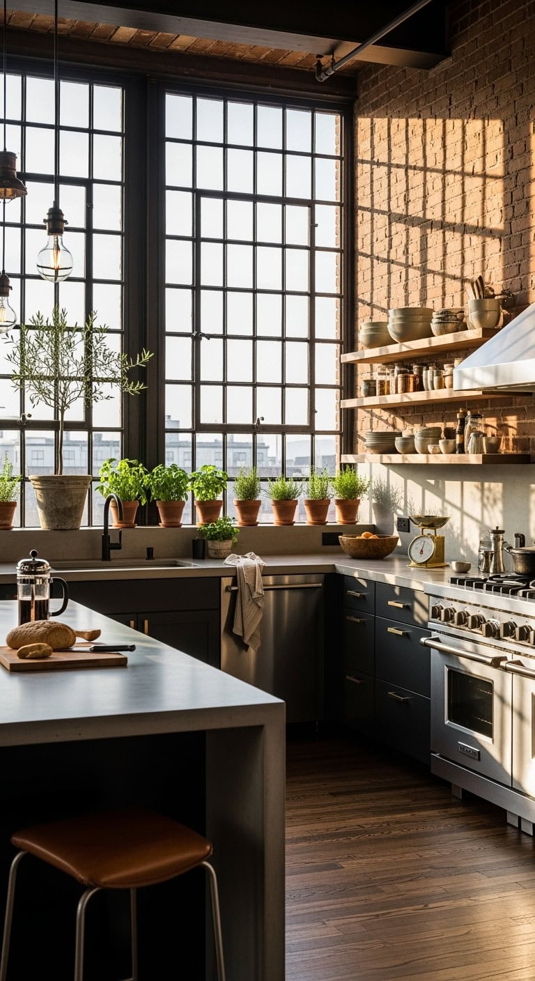 minimalist industrial kitchen window design