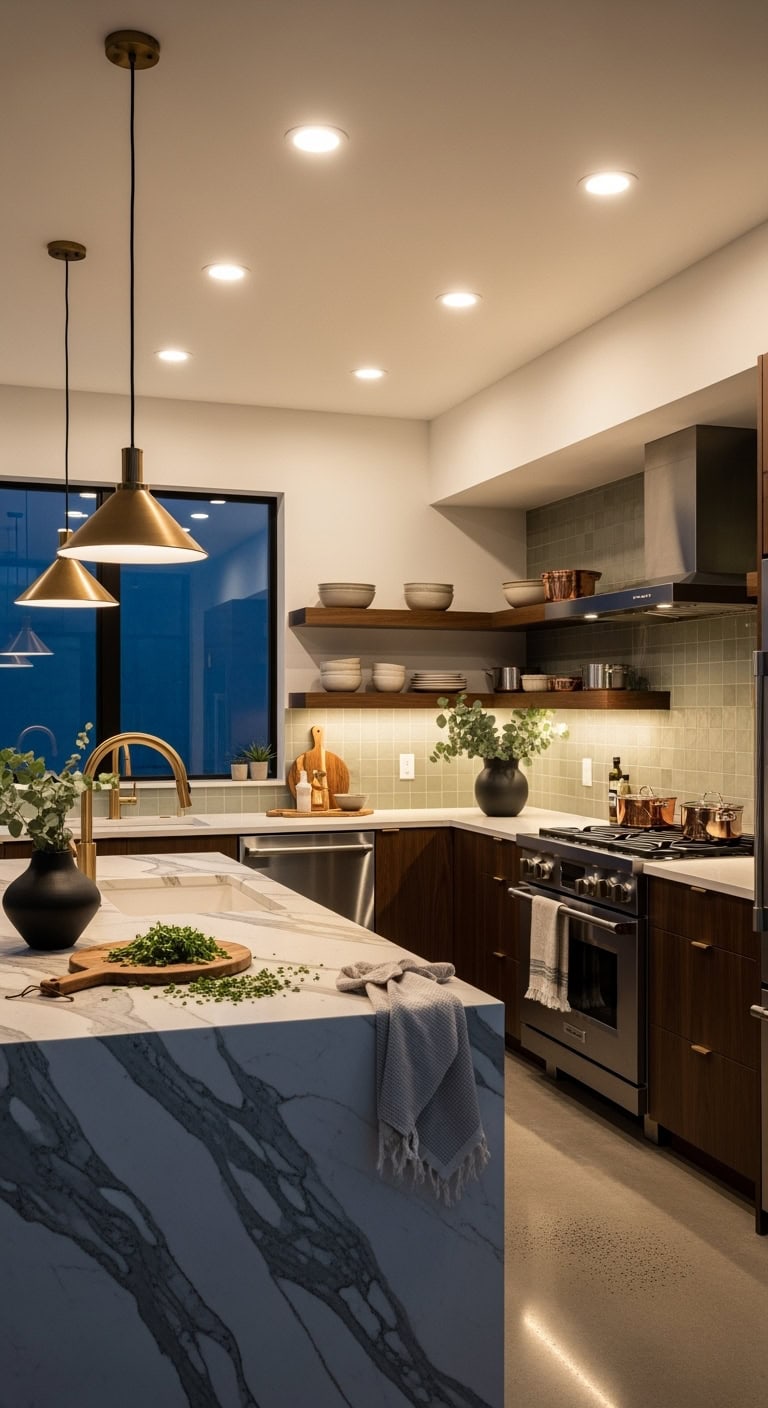 minimalist well placed recessed ceiling downlights