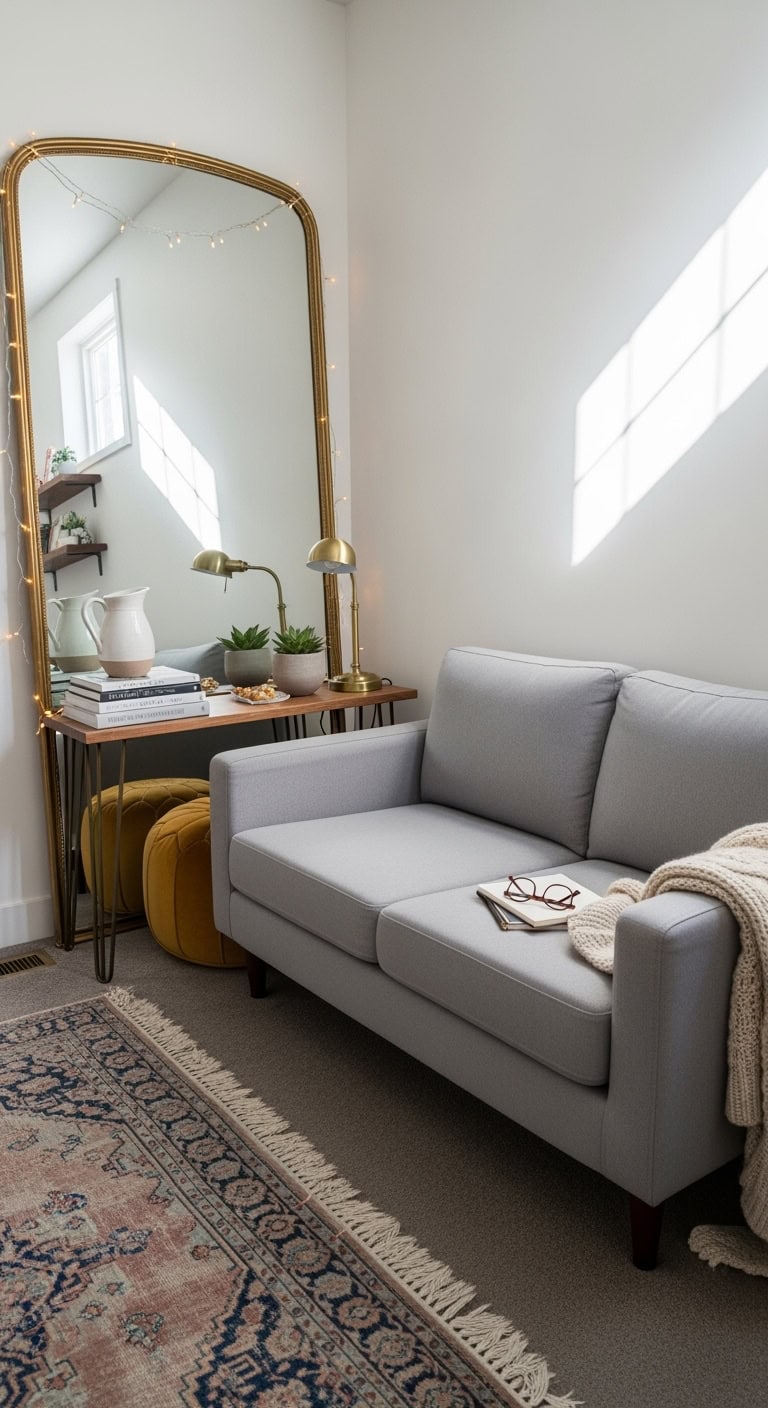 mirror expanded corner cozy conversation nook