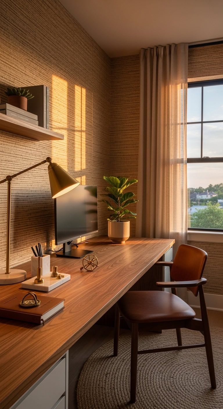 organic sophistication anchors workspace serenity