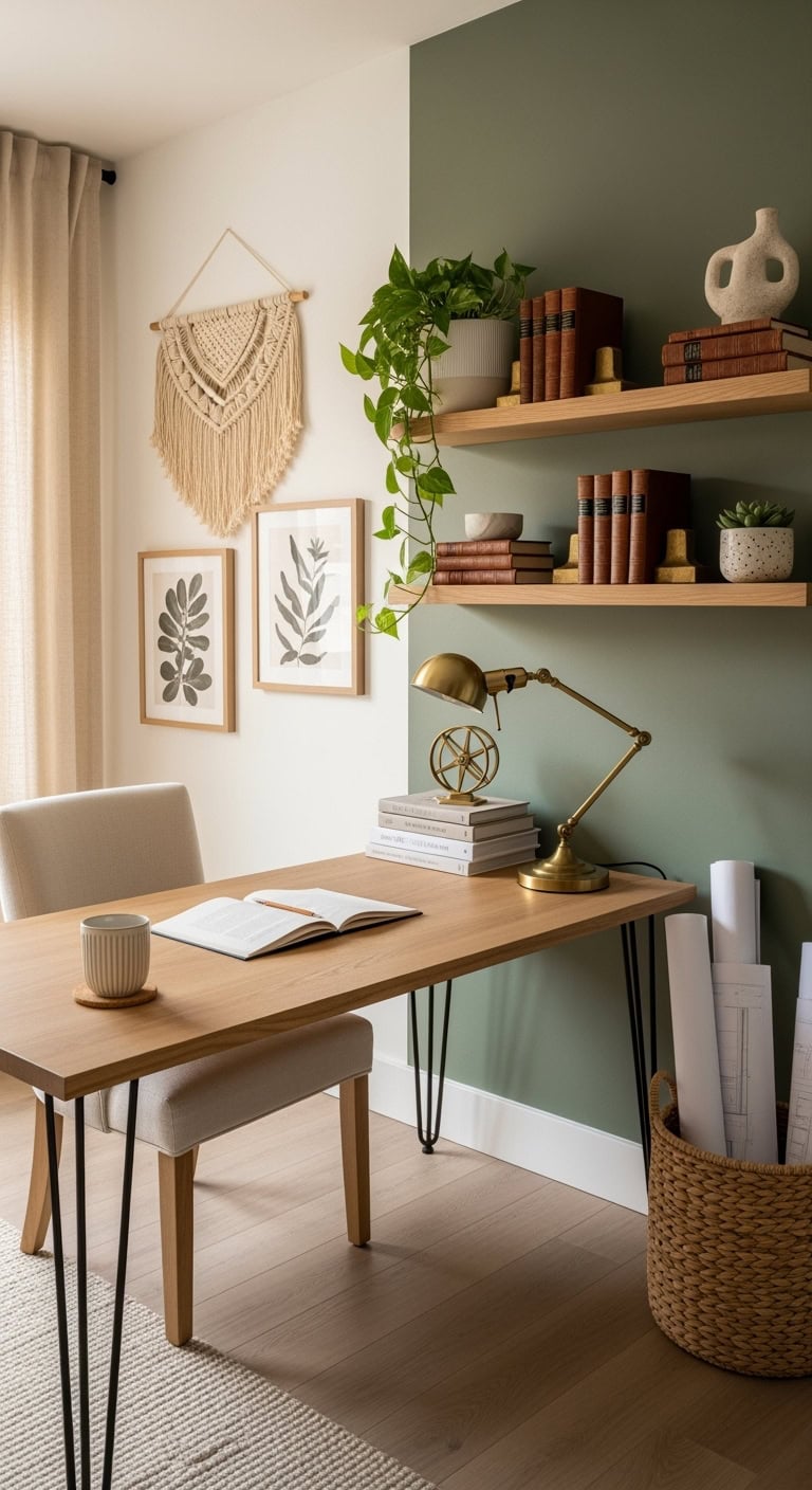 peaceful grounded nature inspired workspace design