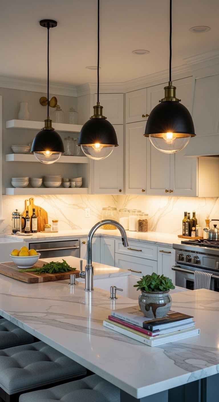 pendant lights elevating kitchen island ambiance