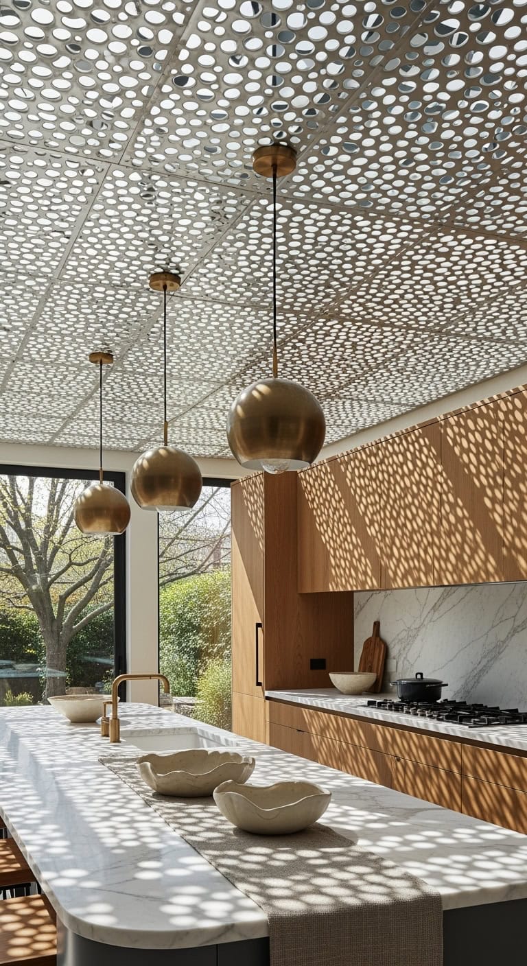 perforated metal grid ceiling chic charm